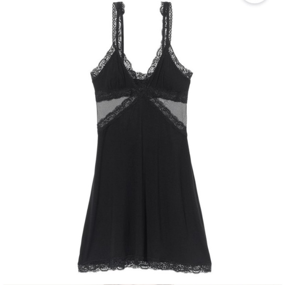 Cut Out Soft Slip intimate Lounge Bedroom Black Dress - Picture 11 of 13